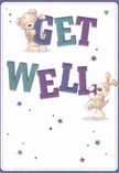 With warmth and playful optimism, this get well card features two delightful companions-a cuddly teddy bear and an affectionate puppy-interacting with oversized, colourful letters that spell 'Get Well' in shades of indigo and teal. The creamy white backdrop allows the art's vibrant hues and joyful spirit to shine, much like a cheerful bunch of flowers prepared for delivery to a friend near Sydenham Station. Across the card, twinkling stars in blue and purple add touches of hope and whimsy, echoing the celebratory tone of sending wishes for health and comfort. Each character's illustrated fur appears luxuriously soft and textured, offering an almost tangible sense of comfort, akin to fresh blossoms lovingly arranged in a Sydenham home. More than just a message, this card embodies genuine care, providing a gentle, emotional lift to anyone on the road to recovery within this close-knit neighbourhood.